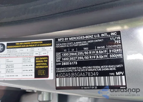 2016 Mercedes-Benz Gle 350 from USA, damaged, VIN 4JGDA5JB5GA678349